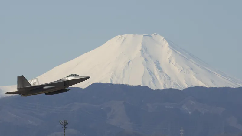 jet taking off from yokota afb in japan