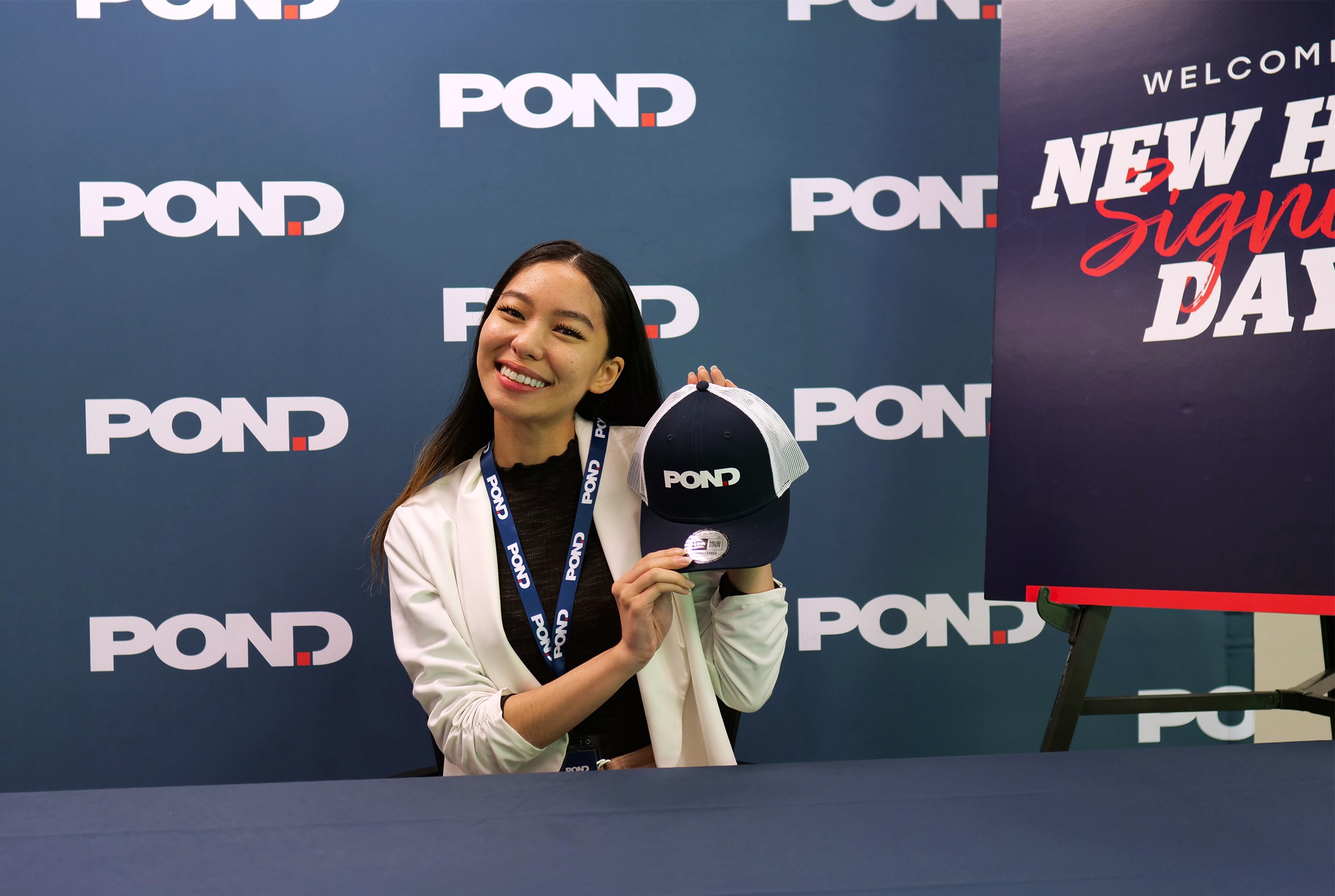 One of Pond's interns at the Pond New Hire Signing Day event.