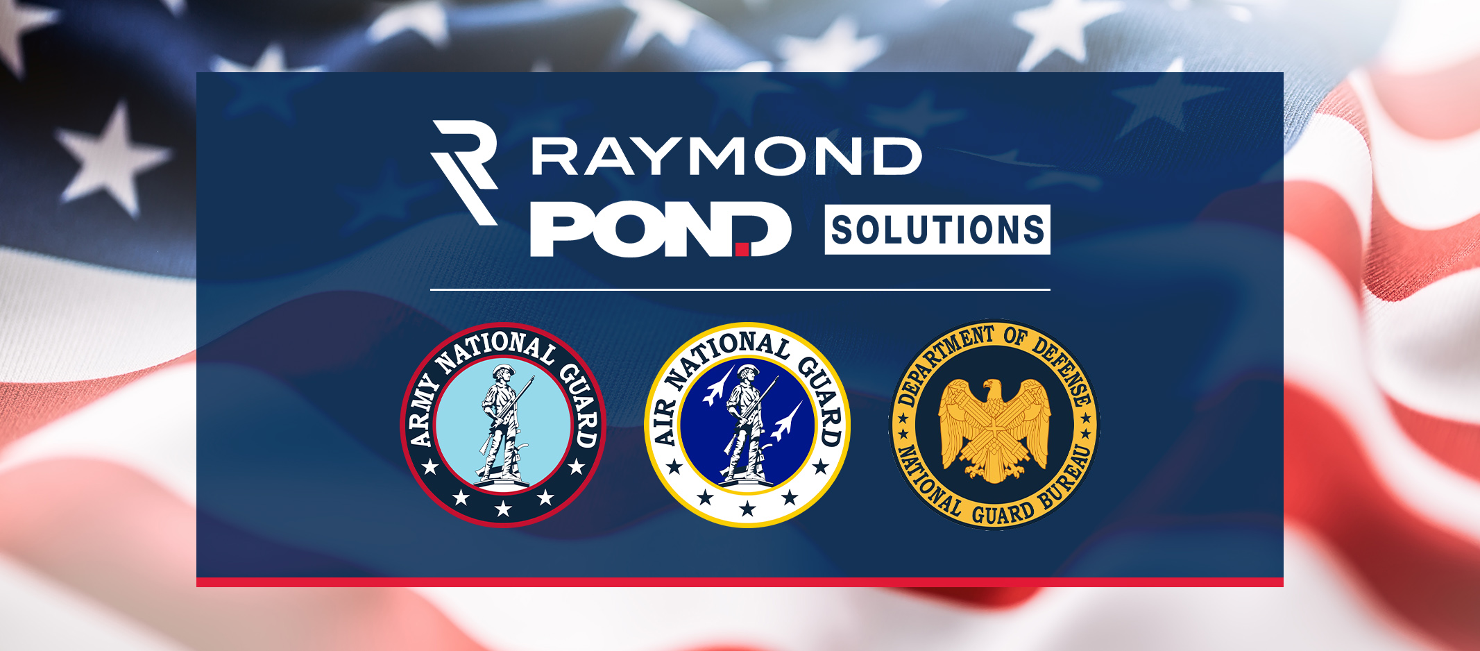 Raymond Pond Solutions logo and National Guard emblems