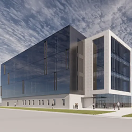 rendering of the exterior of the Biomolecular Science & Synthetic Biology Laboratory.
